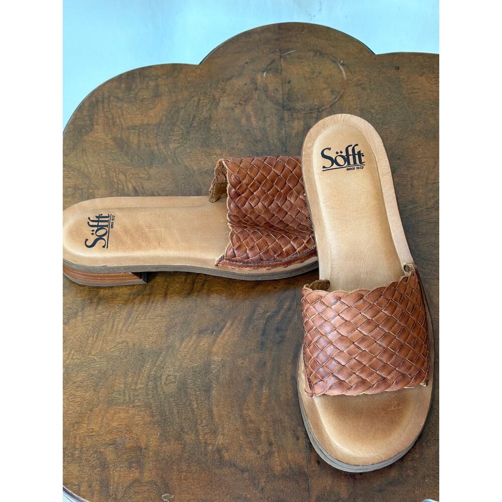 NIB Sofft Ardee Sandal - Woven Leather Slide - Brown 0593 US SZ 10
